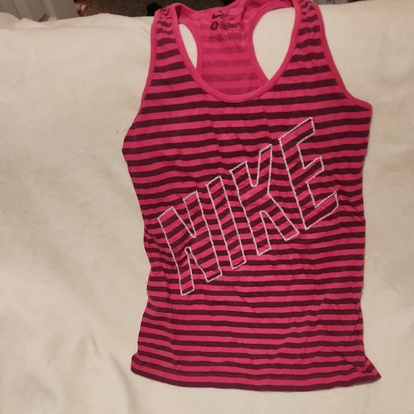 Nike Tops - Nike Pink and Black Striped Tank Top